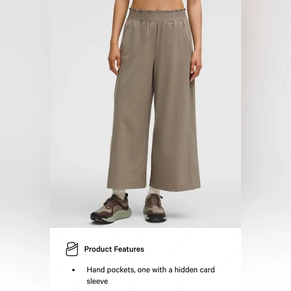 Lululemon Stretch Woven Ruffle-Waist Wide-Leg Cropped Pant Size XXS - Picture 12 of 13